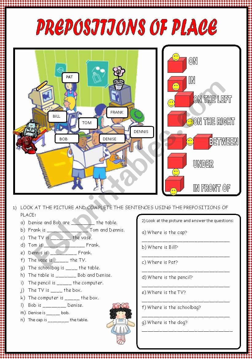 Super Teacher Worksheets Prepositions Lovely This is A Review Activity About Prepositions Of Place