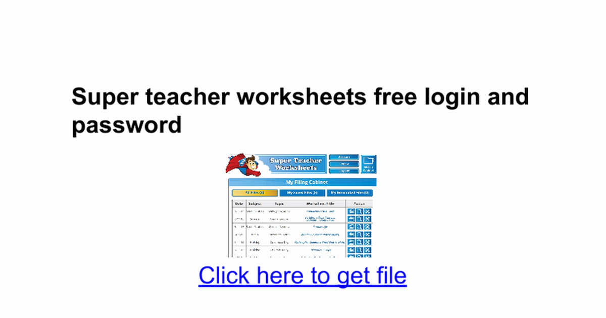Super Teachers Worksheets Login Elegant Super Teacher Worksheets Login and Password