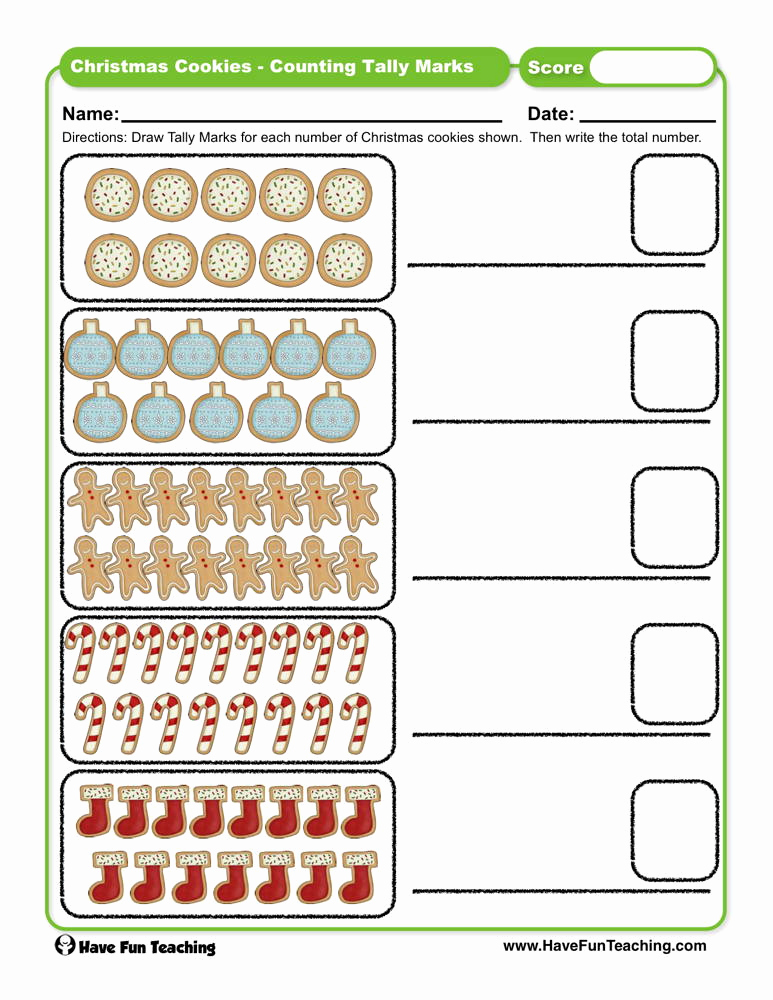 Tally Mark Worksheets for Kindergarten Fresh Christmas Cookies Counting Tally Marks Worksheet