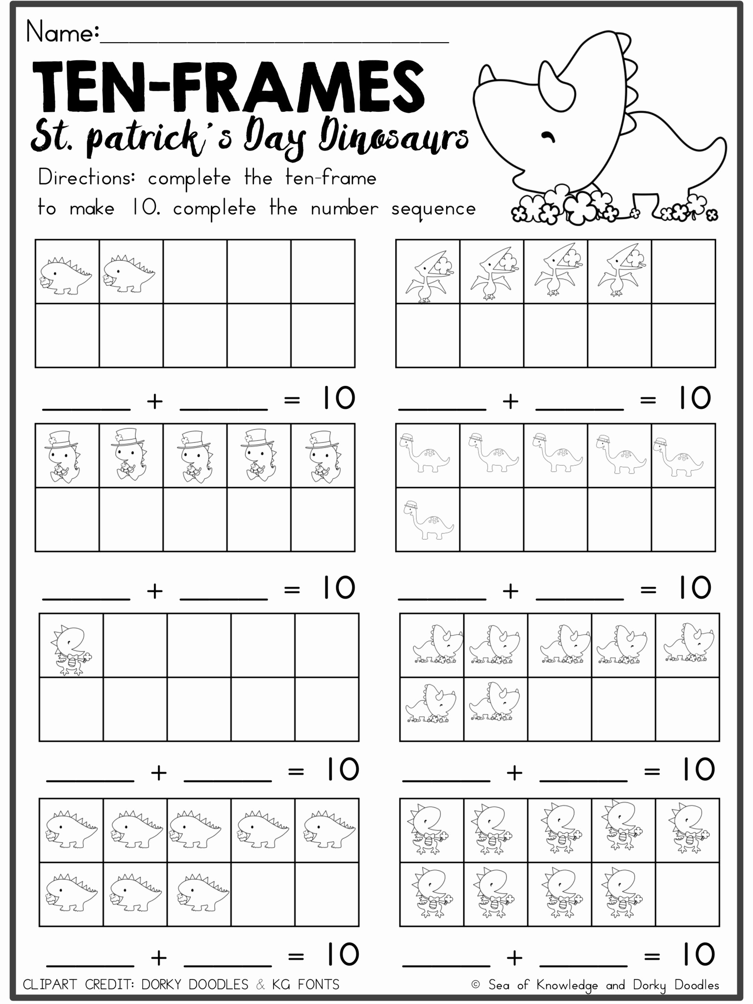 Ten Frames Worksheets Unique St Patrick S Day Ten Frame Math Printables – Dorky Doodles