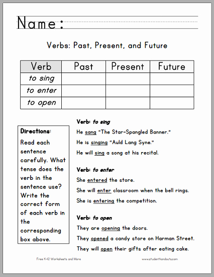 Tenses Worksheets for Grade 6 Awesome Tenses Worksheet for Grade 6