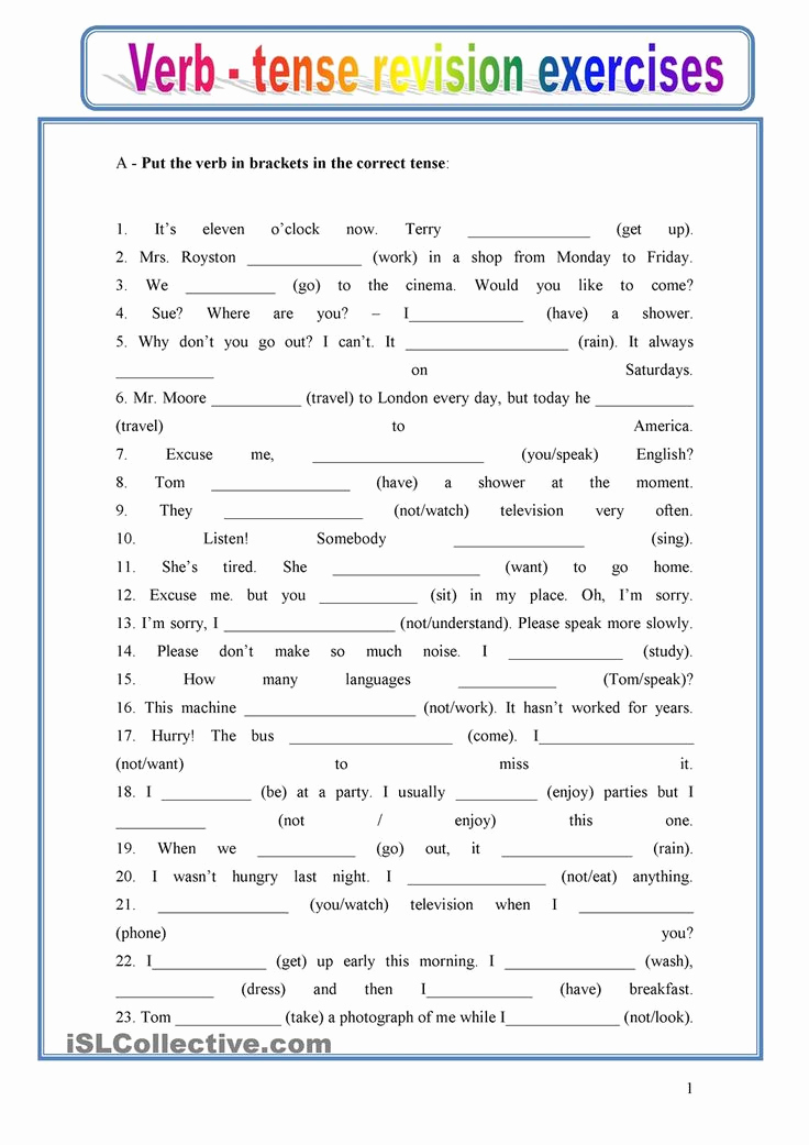 Tenses Worksheets for Grade 6 Elegant Tenses Worksheet for Grade 6