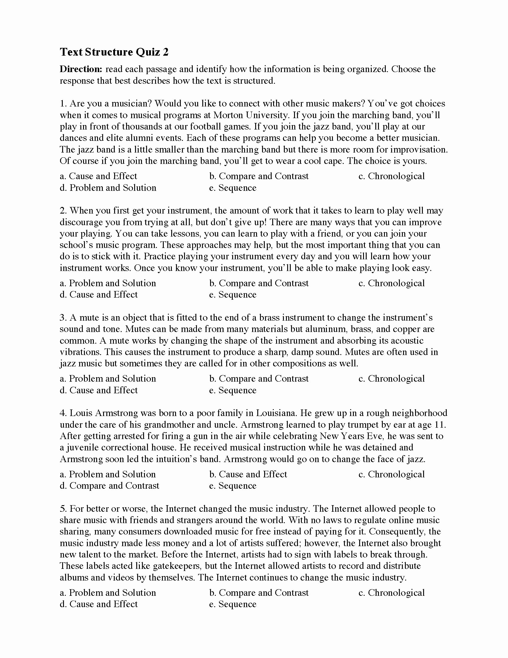 Text Structure Practice Worksheets Best Of Text Structure Quiz 2