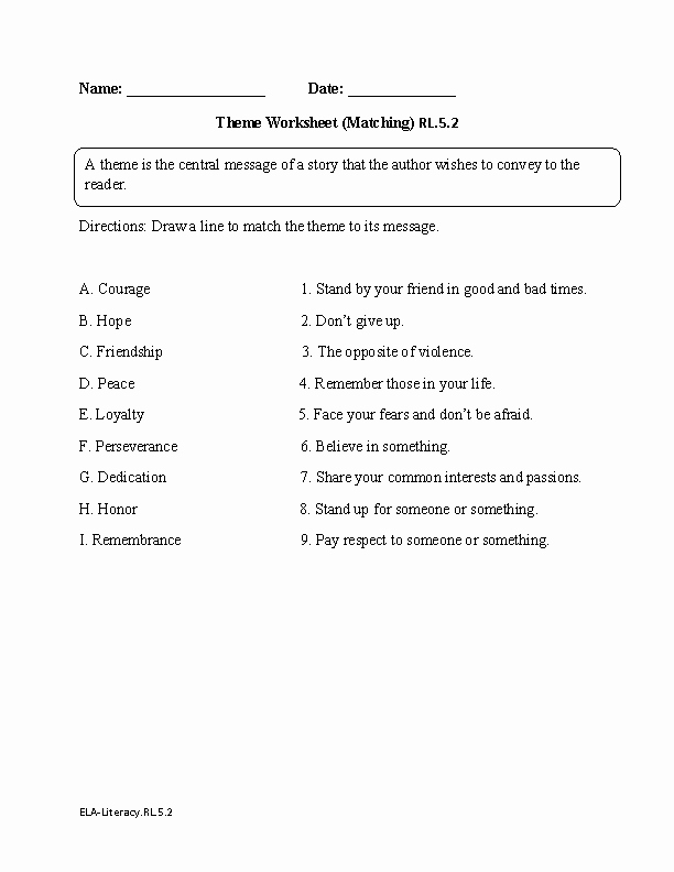 Theme Worksheets 5th Grade Unique English Worksheets