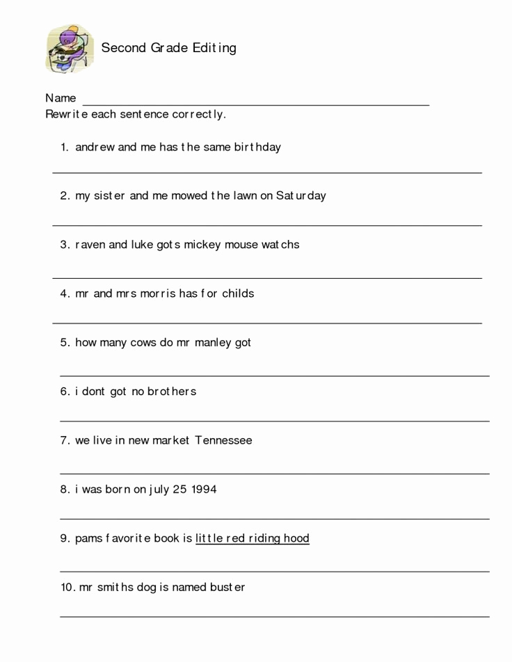Third Grade Editing Worksheets Luxury 8 3rd Grade Sentence Correction Worksheets Grade