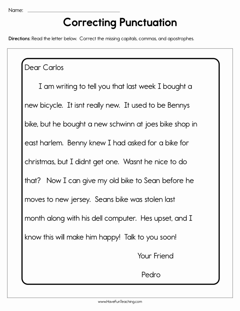 Third Grade Editing Worksheets Unique 20 Editing Sentences 3rd Grade