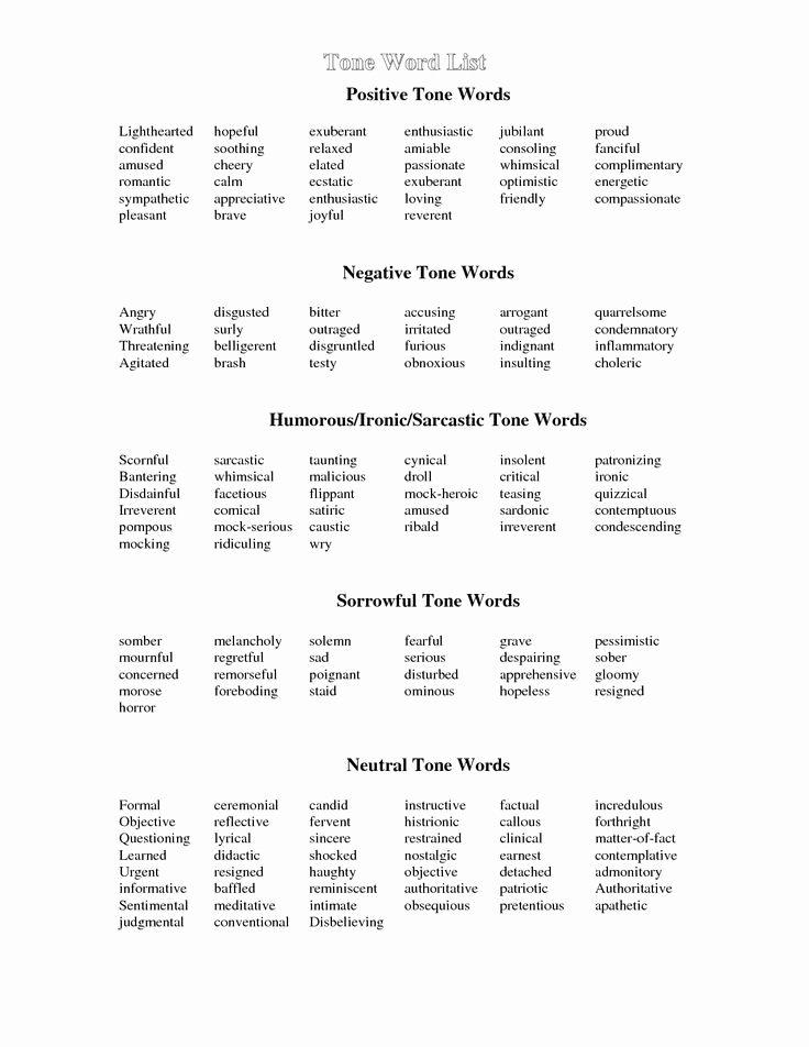 Tone and Mood Worksheet Pdf Luxury tone and Mood Worksheets Google Search