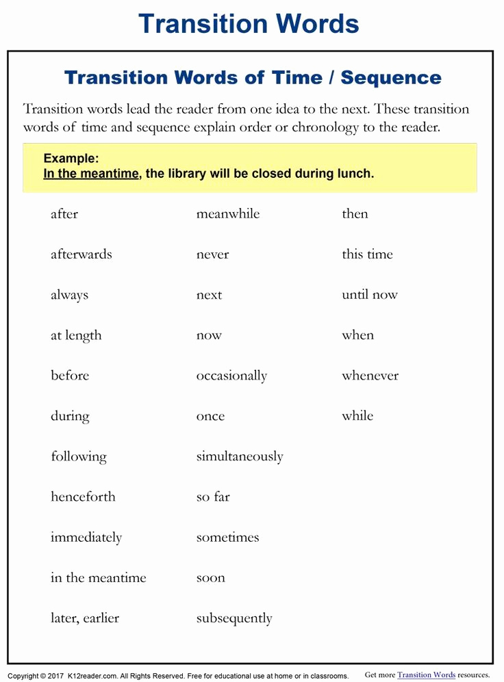 Transition Words Practice Worksheet Fresh Sequence Worksheets for 3rd Grade Time and Sequence