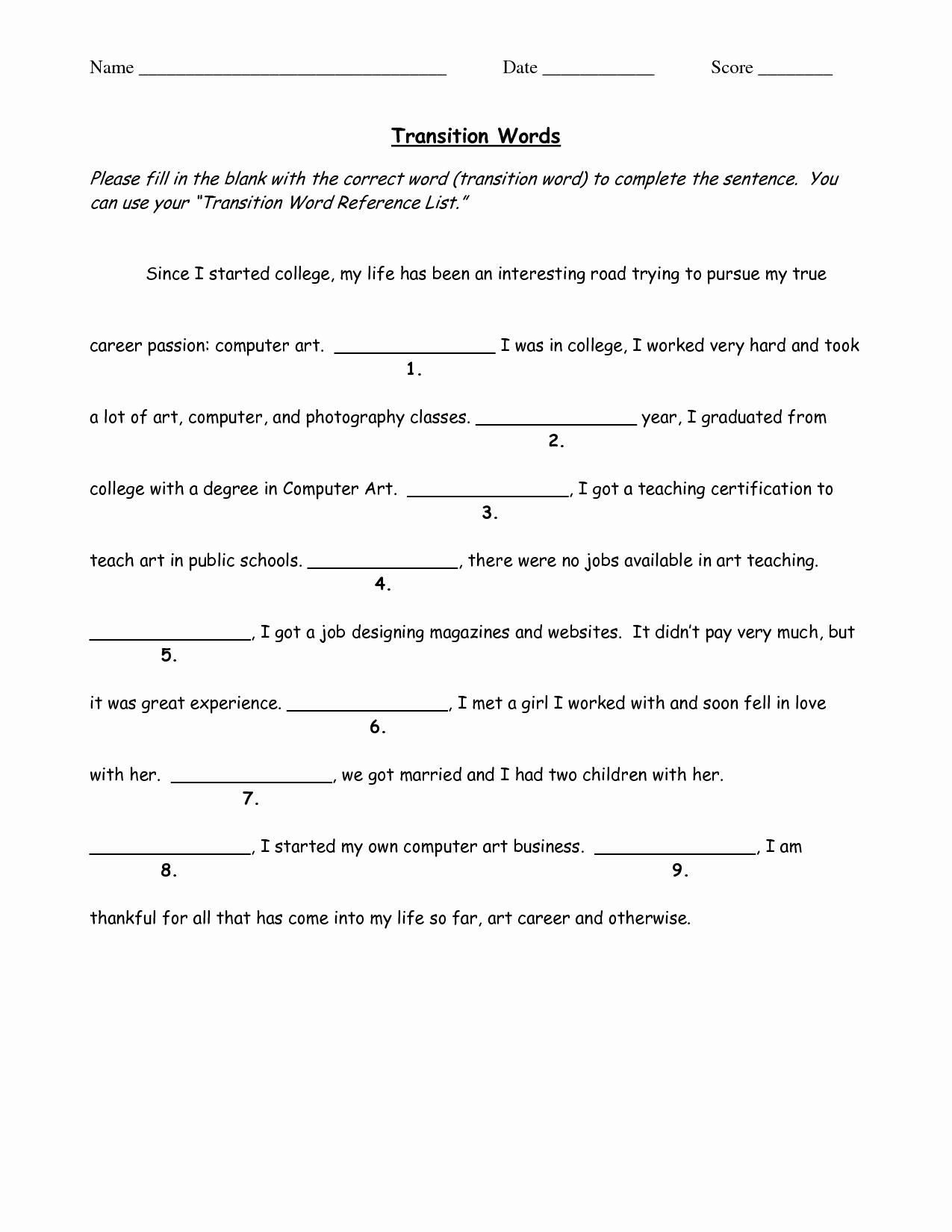 Transition Words Practice Worksheet Lovely 31 Transition Words Worksheet High School Worksheet