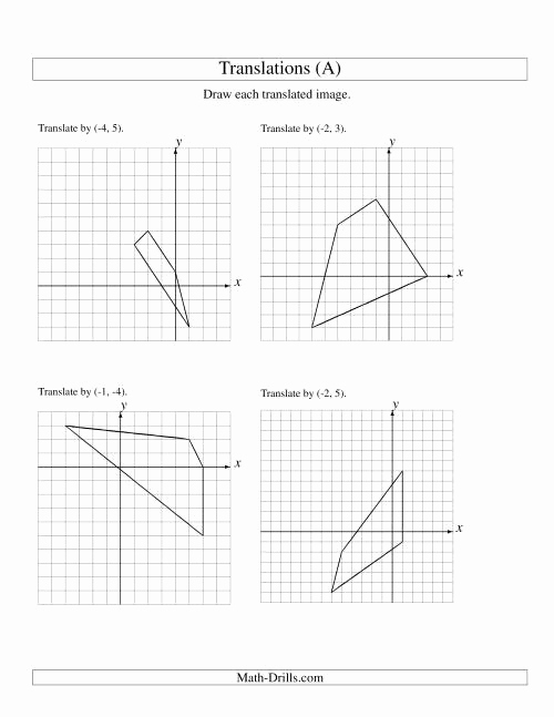 Translation Math Worksheets Awesome Translation Of 4 Vertices Up to 6 Units A Geometry Worksheet