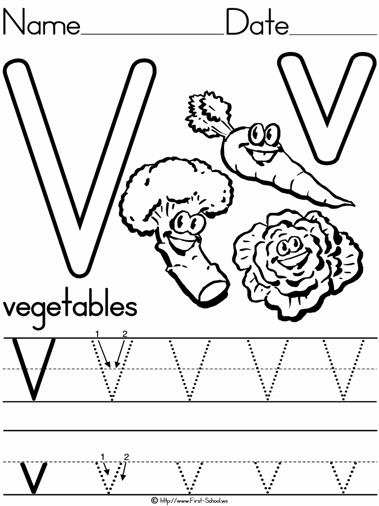 Vegetable Worksheets for Preschool Awesome Ve Ables Handwriting Practice Worksheet