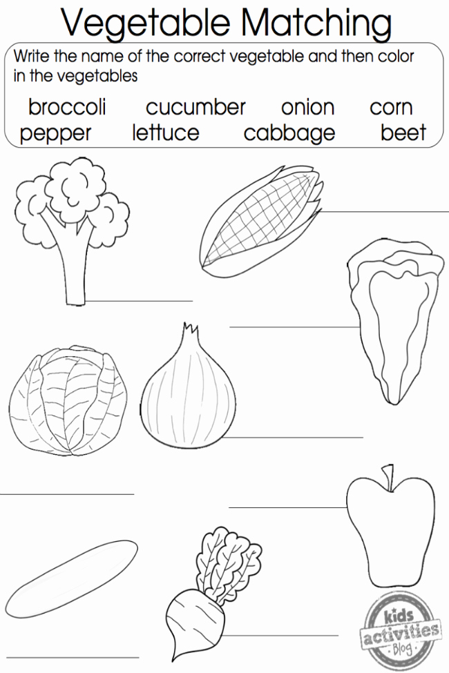 Vegetable Worksheets for Preschool Best Of Ve Able Coloring Pages Kids Activities Blog