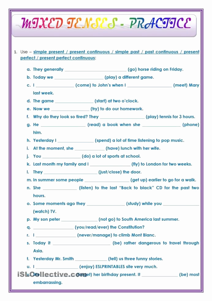 Verb Tense Worksheets Middle School Inspirational 20 Verb Tense Worksheets Middle School Printable