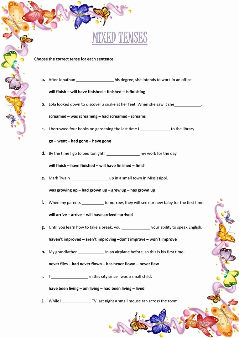 Verb Tense Worksheets Middle School Luxury Verb Tense Worksheets Middle School – Worksheet From Home