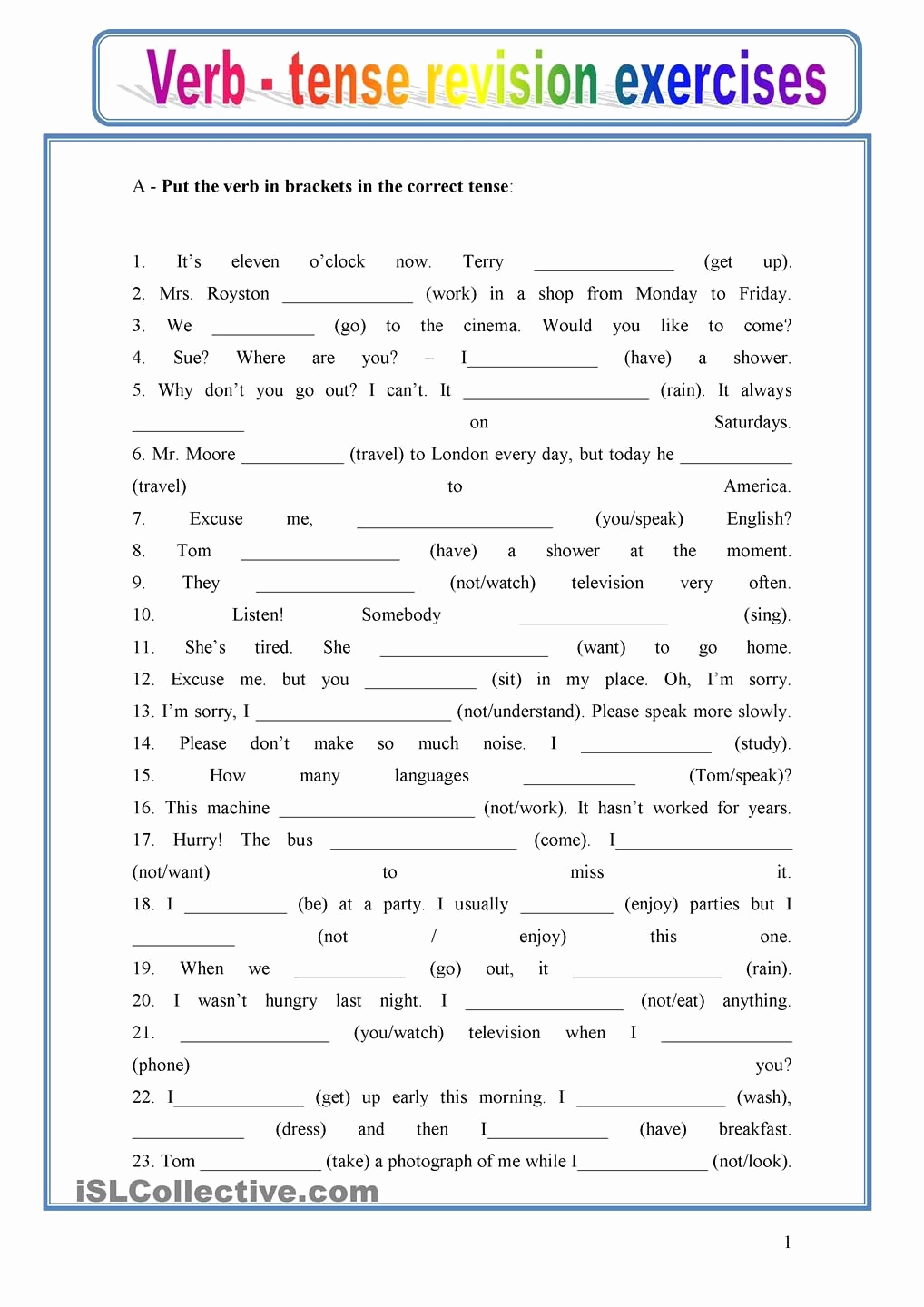 Diy 30 Professionally Verb Tense Worksheets Middle School Simple 