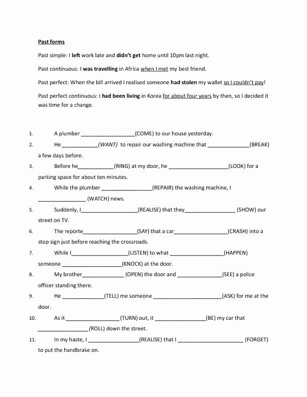 Verbs Past Present Future Worksheet Elegant Present Perfect Tense Exercises Worksheet