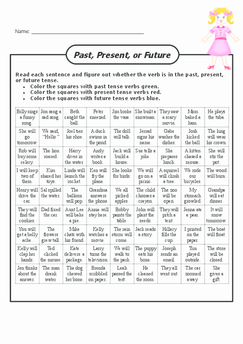 Verbs Past Present Future Worksheet Unique Past Present and Future Tense