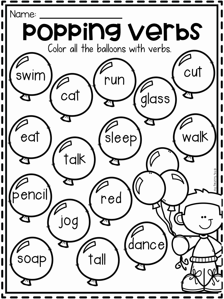 Verbs Worksheets First Grade Elegant Grammar Worksheet Packet Nouns Adjectives and Verbs