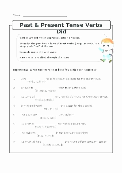 Verbs Worksheets for Middle School Unique Grammar Verb Tenses Worksheets with Answers