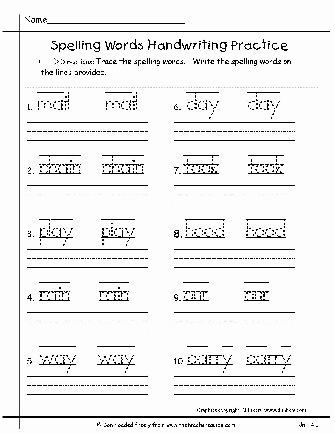 Vocabulary Worksheets for 1st Graders Awesome 1st Grade Spelling Words Worksheets Tracing