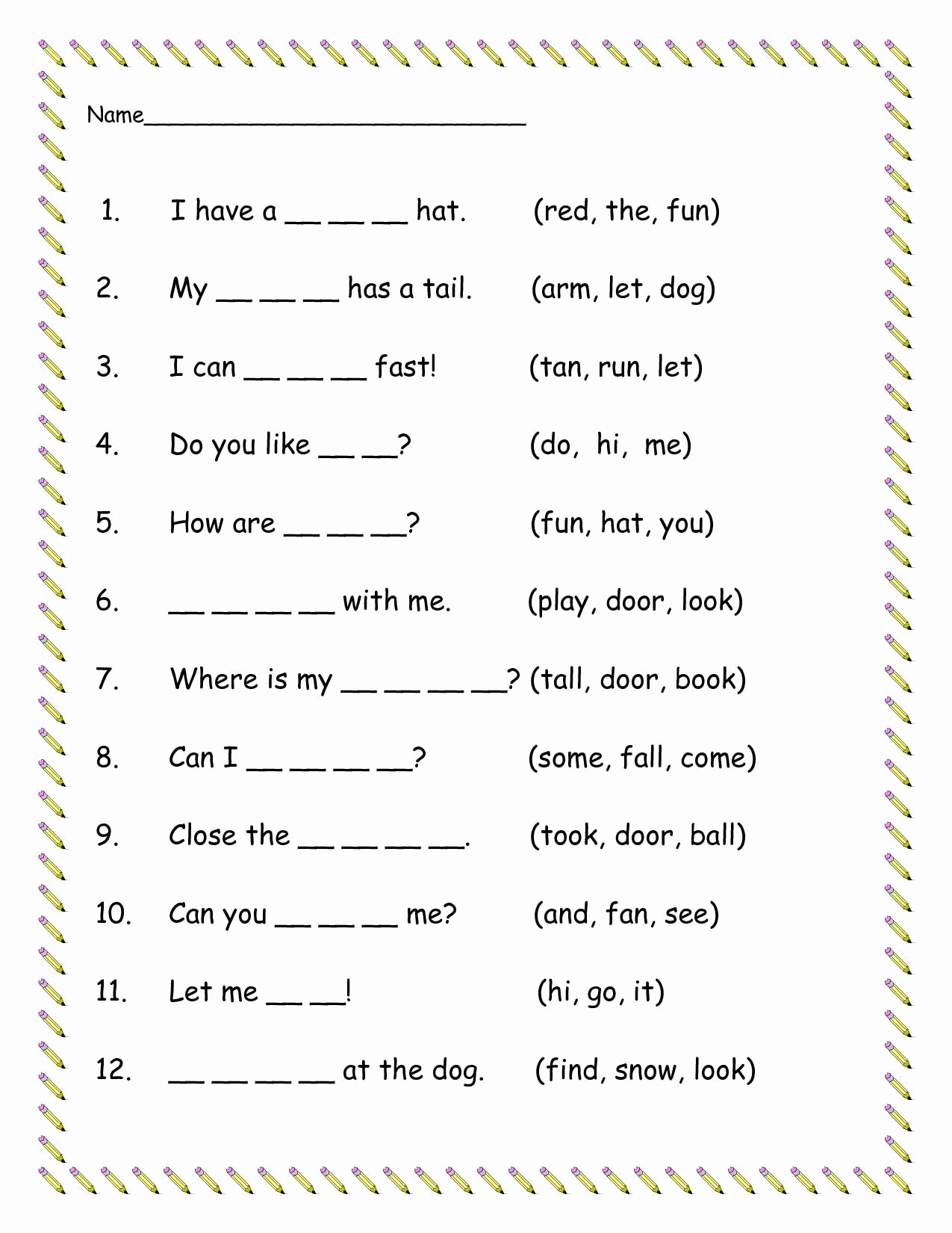 Vocabulary Worksheets for 1st Graders Elegant Free 1st Grade Worksheet Sight Words 1st Grade