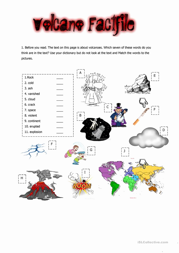 Volcano Worksheet for Kids Inspirational Volcano Factfile Worksheet Free Esl Printable Worksheets