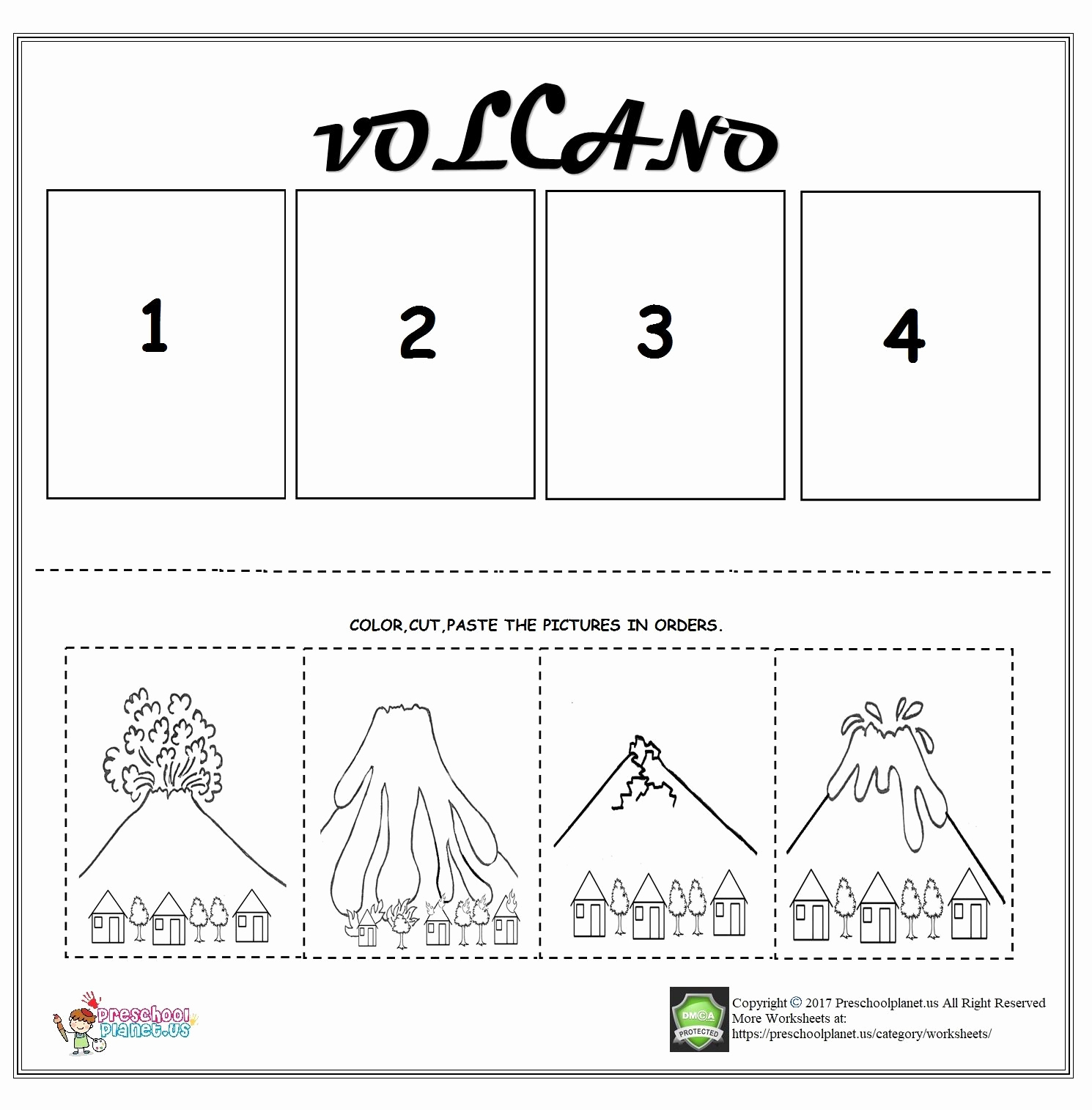 Volcano Worksheet for Kids New Volcano Sequencing Worksheet for Kids