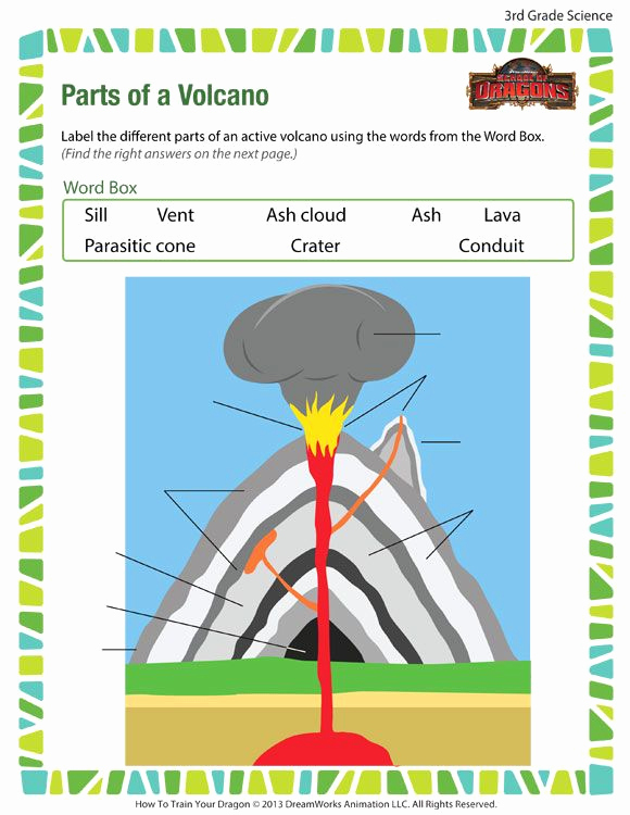 Volcano Worksheet for Kids Unique Parts Of A Volcano 3rd Grade Science Worksheets Line