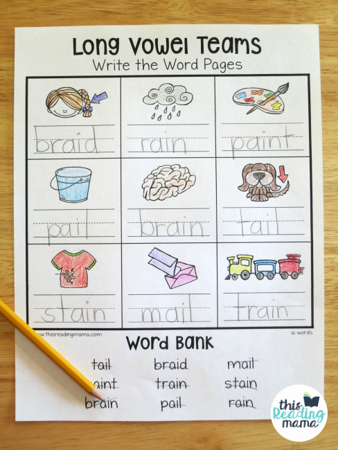Vowel Team Ea Worksheets Inspirational Long Vowel Teams Worksheets Write the Word Pages This