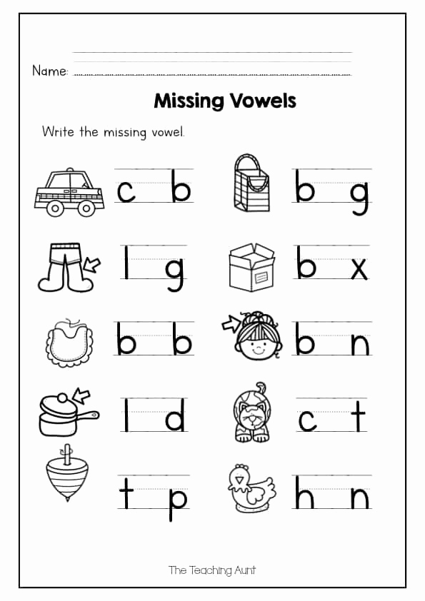 Vowel Worksheets for Kindergarten Elegant Missing Vowel Worksheets for Kindergarten the Teaching Aunt