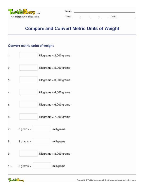 Weight Conversion Worksheets Inspirational Pare and Convert Metric Units Of Weight Worksheet