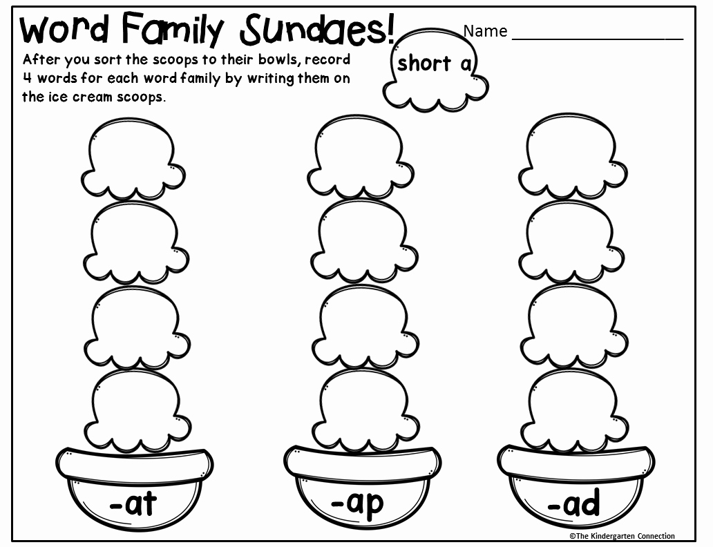 Word Family Worksheet Kindergarten Beautiful Word Family Game and Freebies the Kindergarten Connection