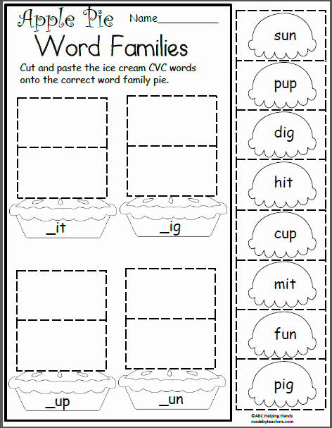 Word Family Worksheet Kindergarten Lovely Free Kindergarten Worksheets for Language Arts Word
