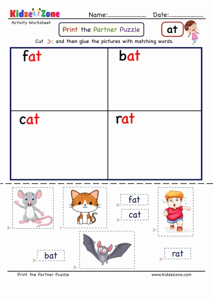 Word Family Worksheet Kindergarten Luxury Kindergarten Worksheets at Word Family Cut and Paste 3