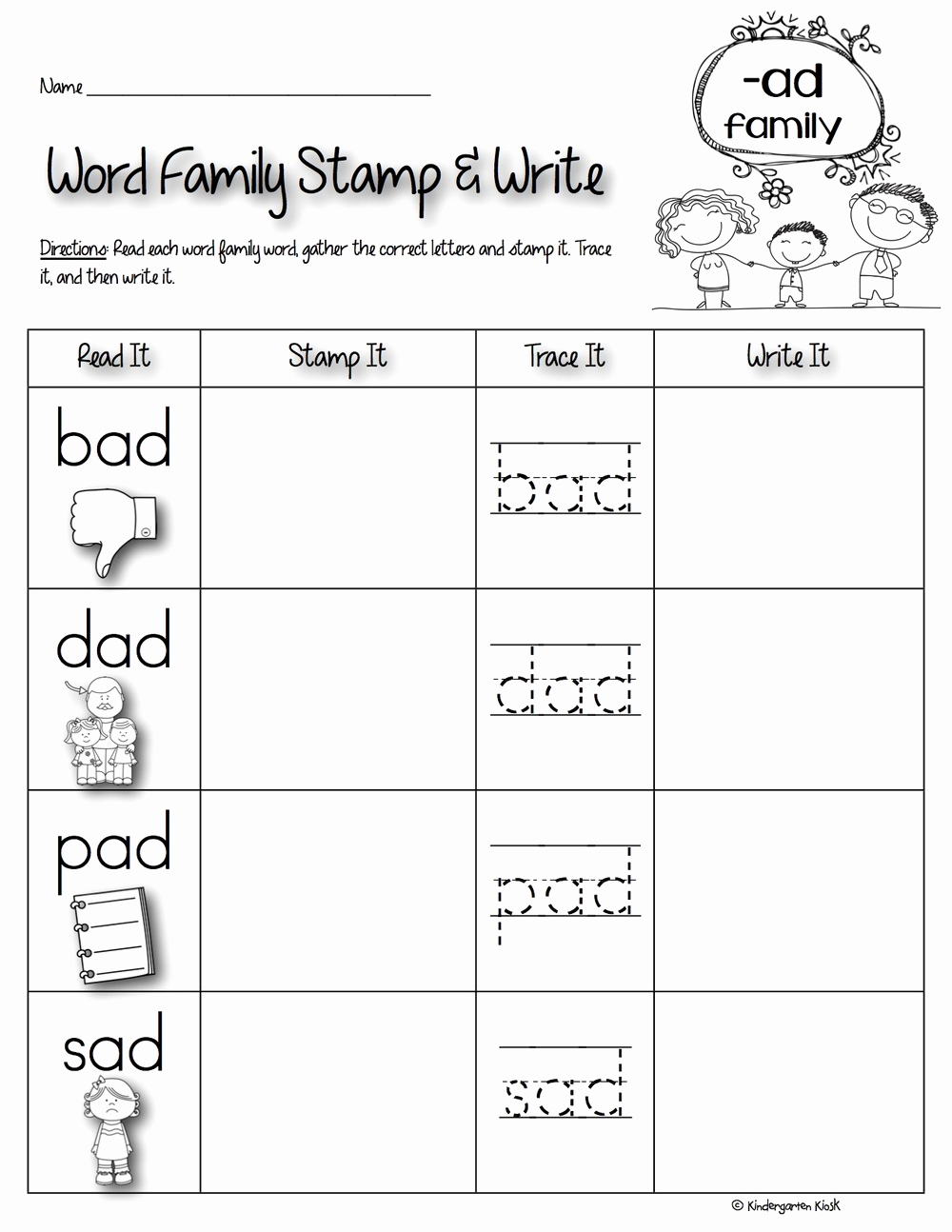 Word Family Worksheet Kindergarten Unique Phonics Prep Word Family Worksheets — Kindergarten Kiosk