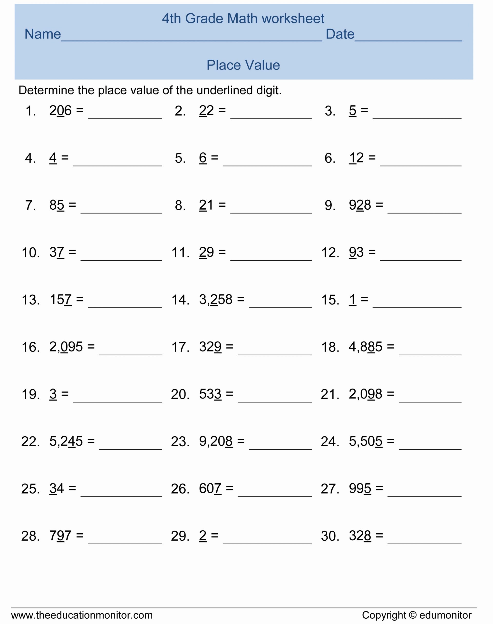 Word form Worksheets 4th Grade Awesome Place Value Class 4 Number System Worksheet