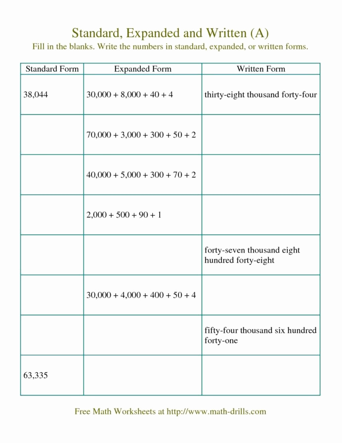 Word form Worksheets 4th Grade Best Of the Converting Between Standard Expanded and Written forms