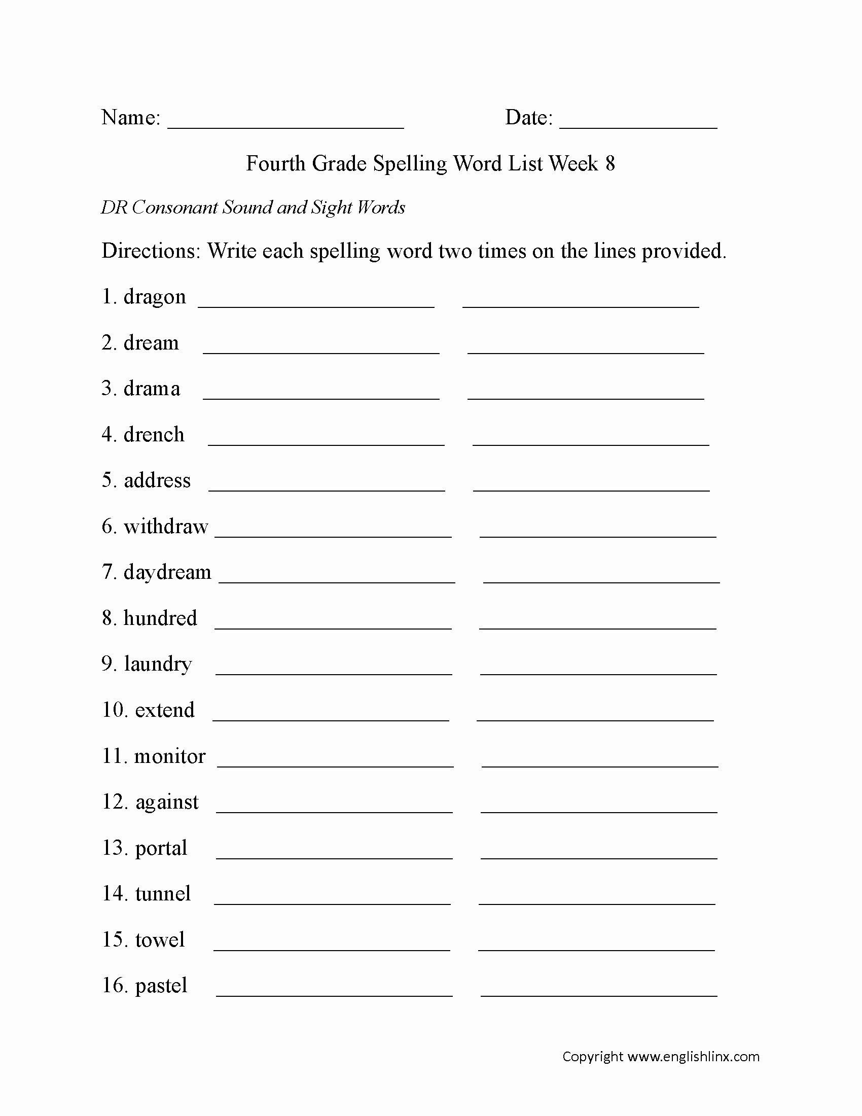 Word form Worksheets 4th Grade Unique Spelling Worksheets
