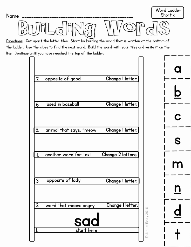 Word Ladder Worksheets Fresh Word Ladders Hands On Printable Word Puzzles