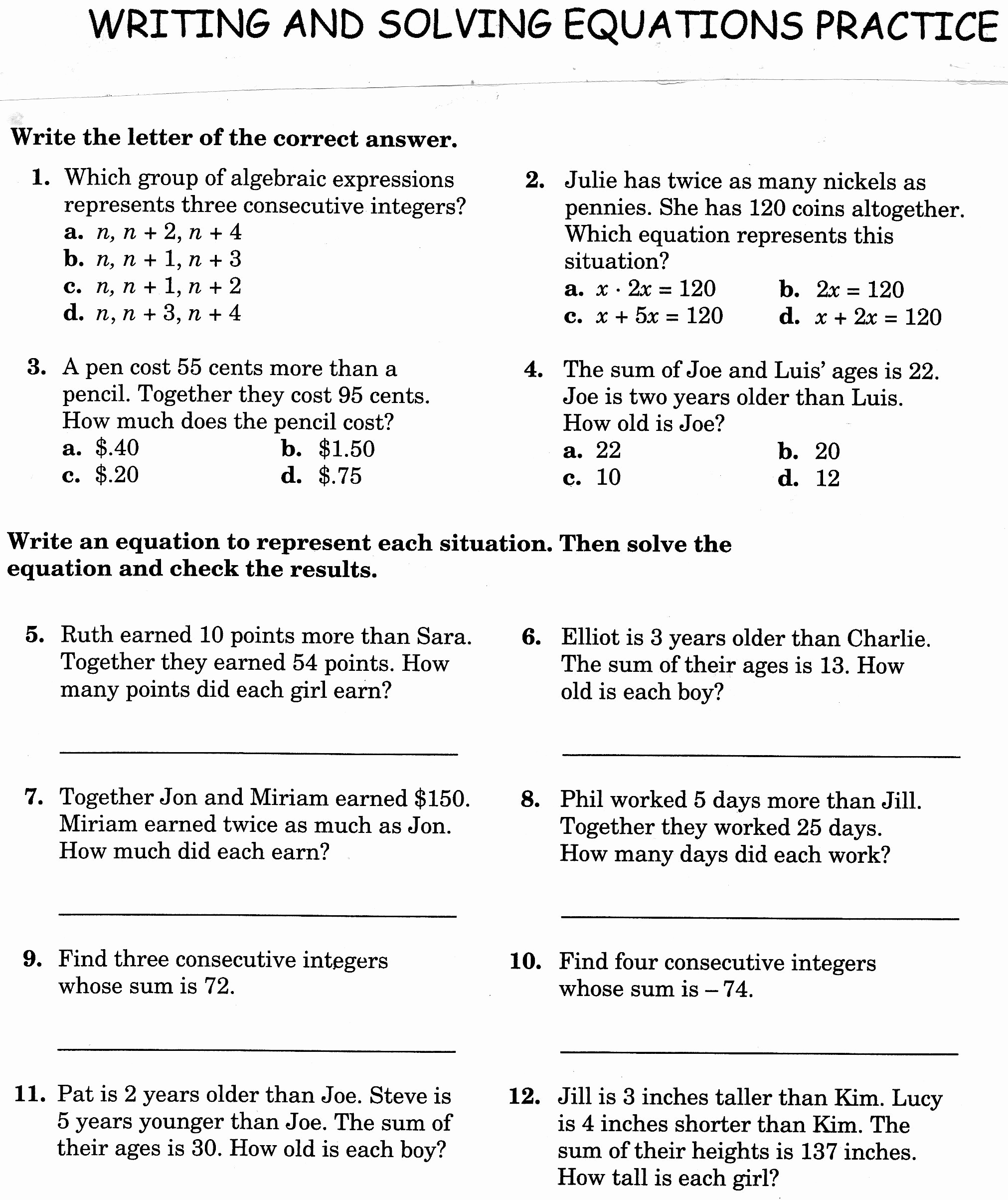 Writing Numerical Expressions Worksheets New Worksheet Writing Algebraic Equations Google Search