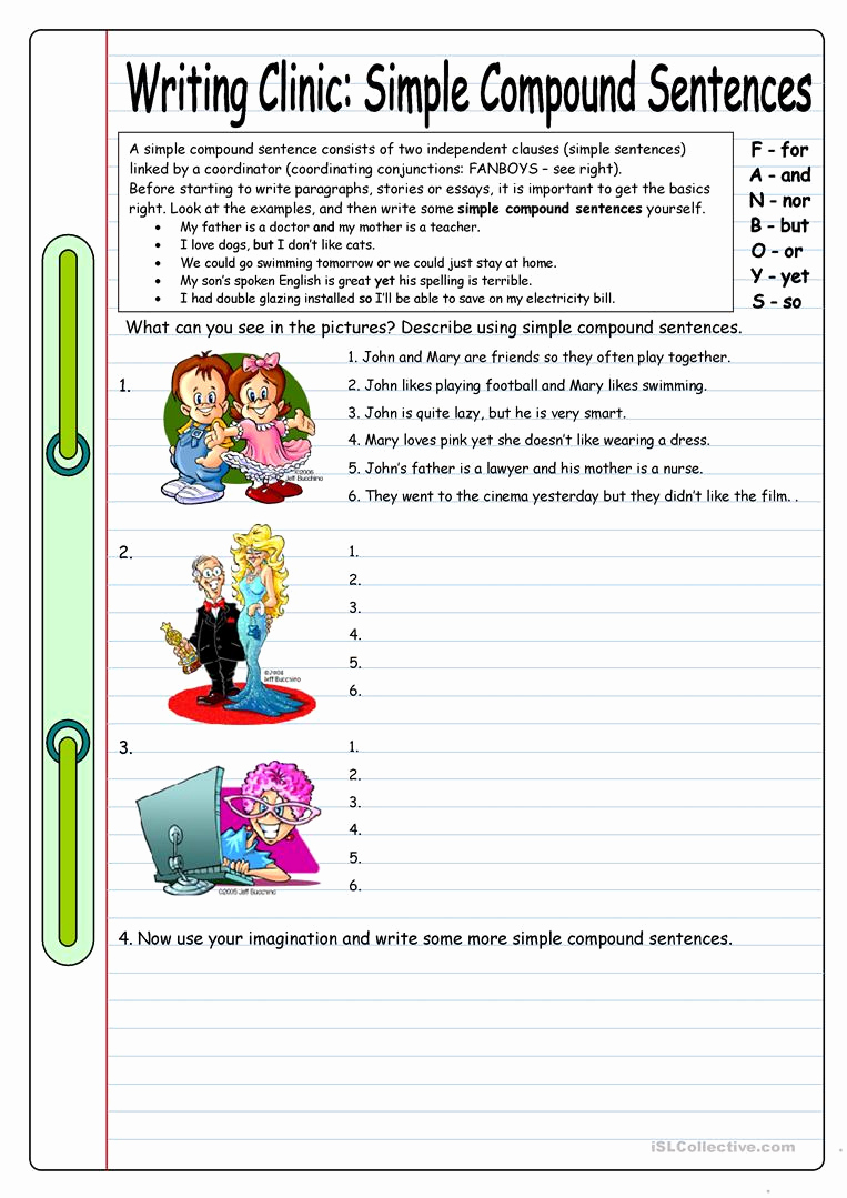 Writing Sentences Worksheets Inspirational Writing Clinic Simple Pound Sentences Worksheet Free
