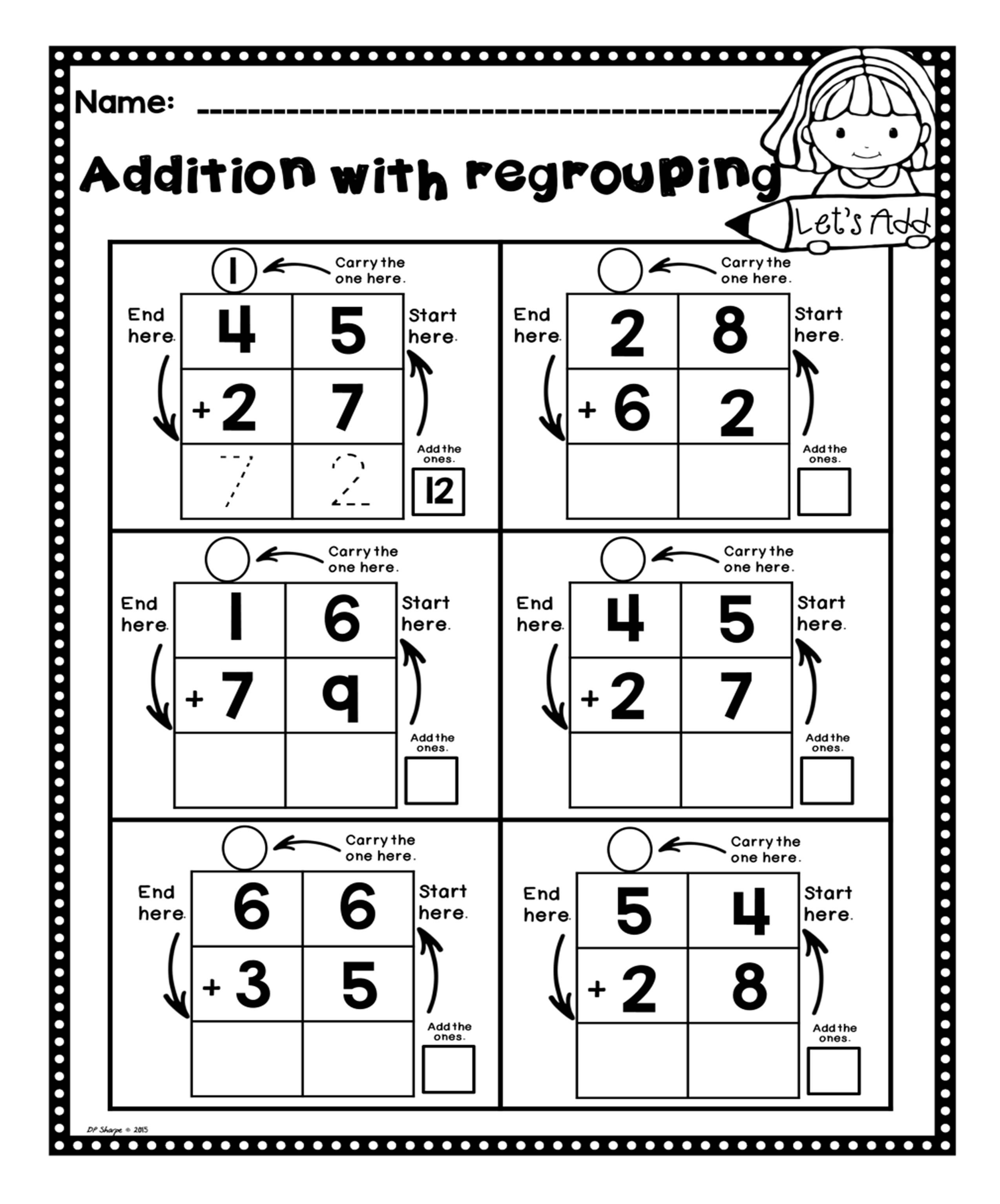 20 Regrouping Worksheets 1st Grade